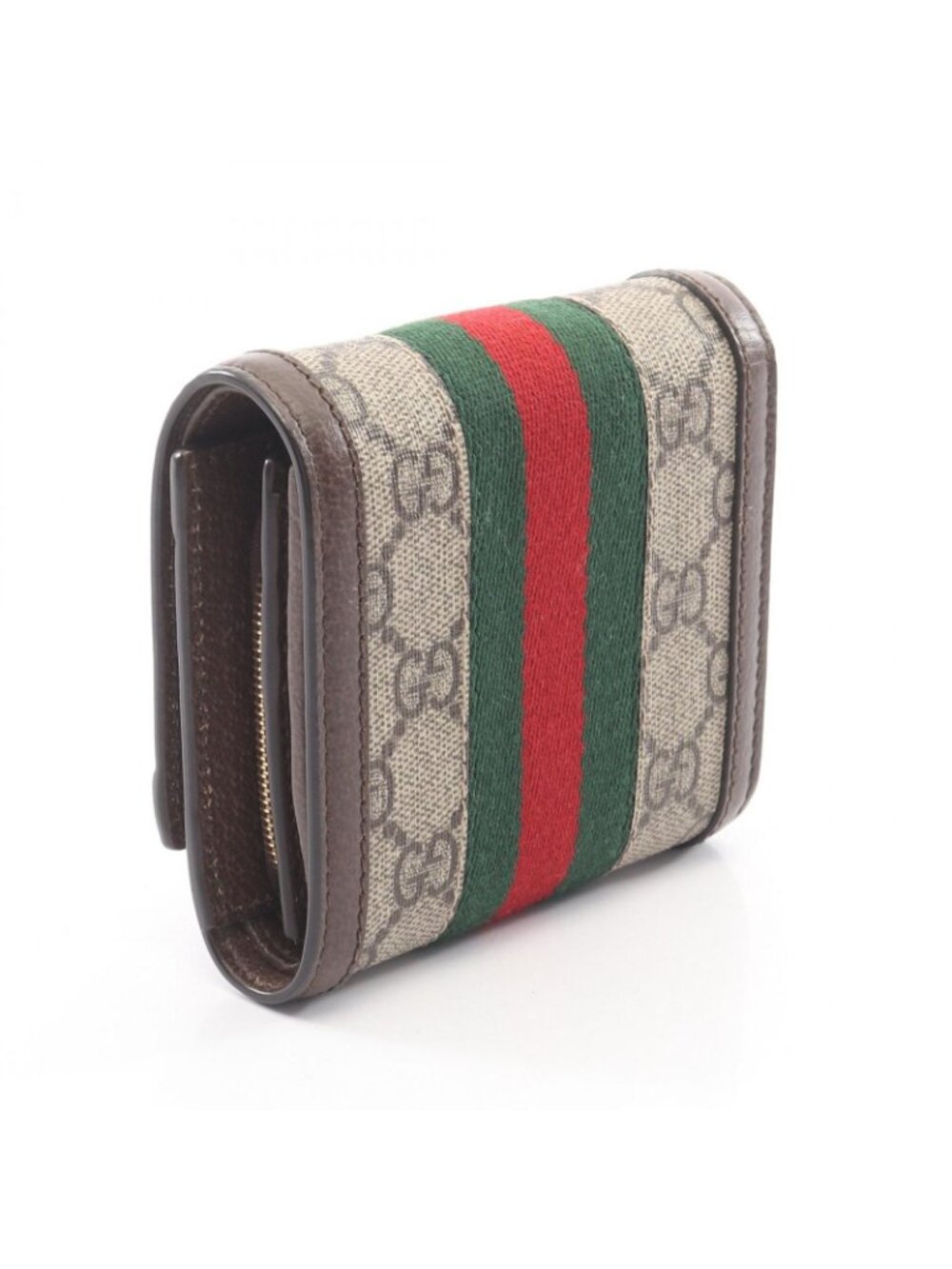 Gucci Bifold Wallet Ophidia GG Supreme Beige Dark Brown Leather Canvas Marmont - Picture 2 of 5